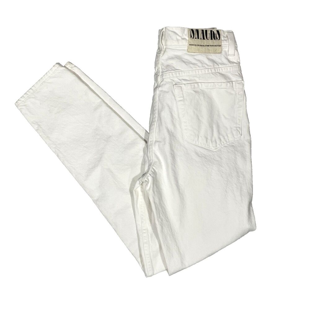 MOTHER Snacks High Waisted Twizzy Skimp White Jean 100% Cotton Sticky Rice 27